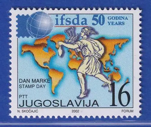 Jugoslawien 2002  Tag der Briefmarke: 50 Jahre IFSDA Mi.-Nr. 3092 ** / MNH