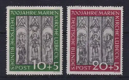 Bundesrepublik 1951 Marienkirche Lübeck  Mi.-Nr. 139-140 postfrisch **