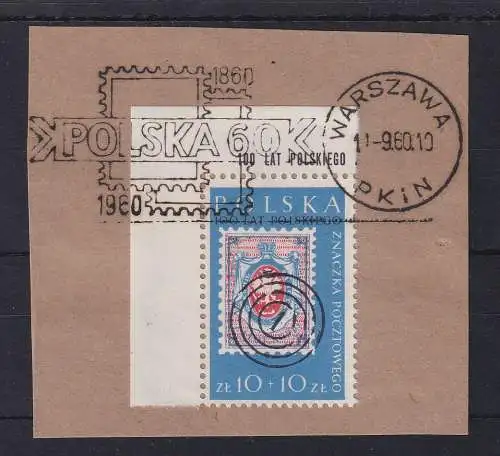 Polen 1960 Briefmarkenausstellung  Mi.-Nr.1177 mit So.-O WARSZAWA auf Briefstück