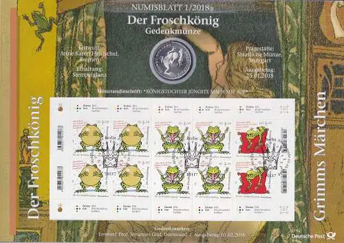 Bundesrepublik Numisblatt 1/2018 Der Froschkönig mit 20-Euro-Silbermünze 