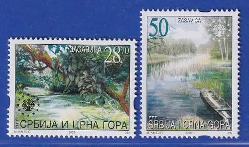 Jugoslawien 2003 Naturschutzgebiet Zasavica Mi.-Nr. 3129-3130 ** / MNH