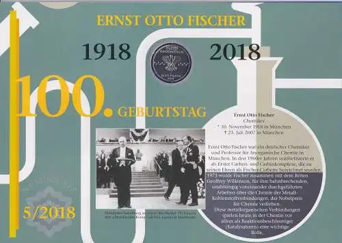 Bundesrepublik Numisblatt 5/2018 Ernst Otto Fischer mit 20-Euro-Silbermünze 