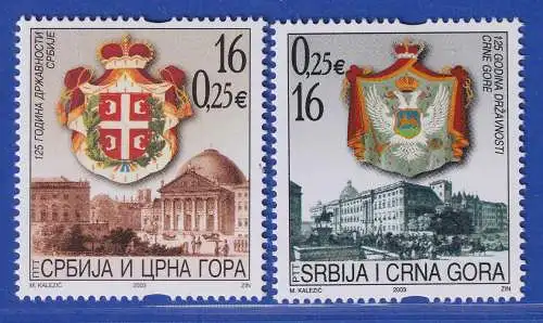 Jugoslawien 2003 125 Jahre Unabh. Serbien u. Montenegro Mi.-Nr. 3140-41** / MNH