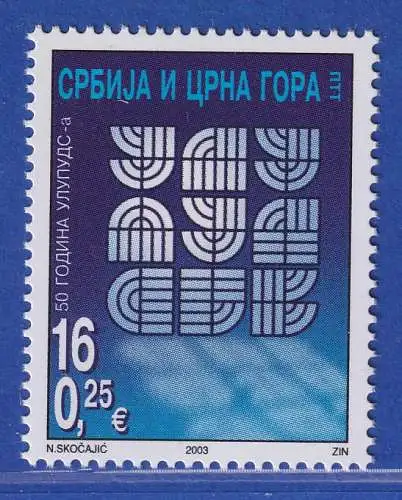 Jugoslawien 2003 Kunst, Design, 50 Jahre ULUPUDS Mi.-Nr. 3153 ** / MNH