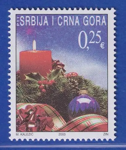 Jugoslawien 2003 Weihnachten und Neujahr Mi.-Nr. 3167 ** / MNH