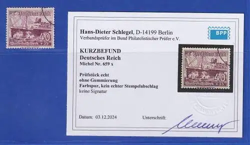 Dt. Reich 1937 Schiffe 40Pfg senkr. Riffelung gpr. mit KB SCHLEGEL D. BPP