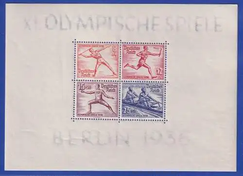 Deutsches Reich 1936 Olympia-Block 6z auf dickem z-Papier ** mit Befund Schlegel