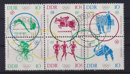 DDR 1964 Olympiade  Mi.-Nr. 1039-1044 Zusammendruck O POTSDAM