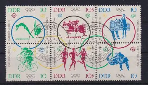 DDR 1964 Olympiade  Mi.-Nr. 1039-1044 Zusammendruck O SCHWEDT