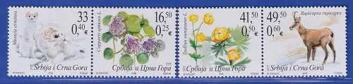 Jugoslawien 2005  Einheimsche Fauna und Flora  Mi.-Nr. 3239-3242 ** / MNH