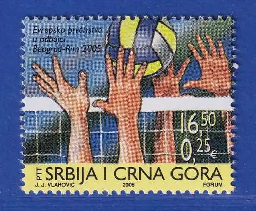 Jugoslawien 2005  Volleyball-Europam. Belgrad und Rom  Mi.-Nr. 3287 ** / MNH