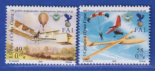 Jugoslawien 2005 100 J. Intern. Luftfahrtorganisation Mi.-Nr. 3293-94 ** / MNH