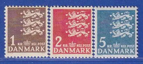 Dänemark 1946 Mi.-Nr. 289-291x Freimarken: Kleines Reichswappen  ** / MNH