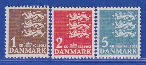 Dänemark 1946 Mi.-Nr. 289-291y Freimarken: Kleines Reichswappen  ** / MNH