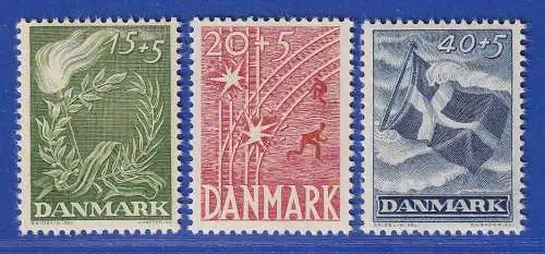 Dänemark 1947 Mi.-Nr. 295-97  Dänischer Freiheitskampf ** / MNH