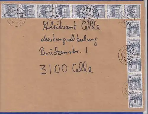 Bund 1977 Glückburg Letterset Mi.-Nr. 913 A II, 13x als MEF auf Brief O UETZE