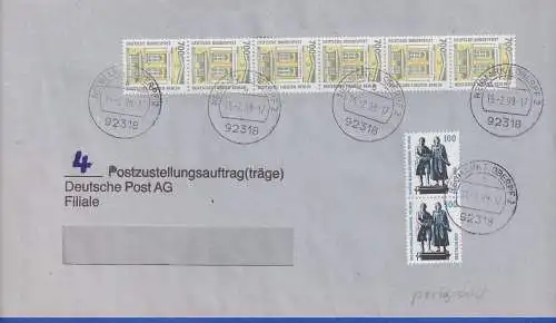 Bund 1999 SWK 700 Pfg. 6er-Str. Mi.-Nr. 1691, 2x 1934 auf Postzustellungsauftrag