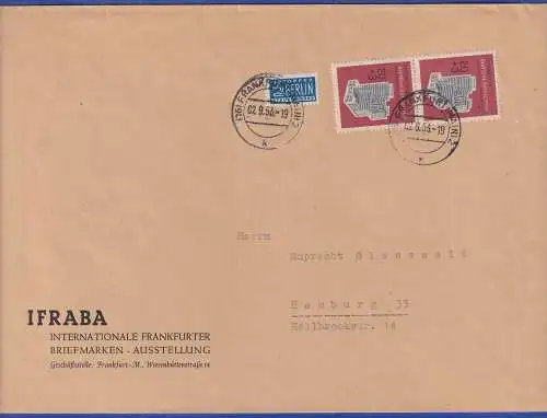 Bund 1953 IFRABA Mi.-Nr. 172 Paar als MEF auf Brief O FRANKFURT (MAIN)