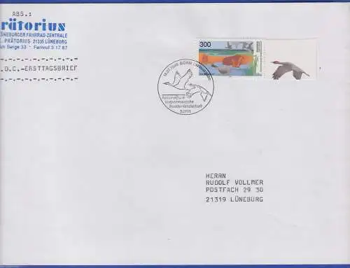 Bund 1996 Boddenlandschaft Mi.-Nr.1873 aus Block 36 als EF a. FDC mit So.-O BONN