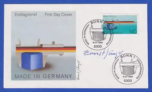 Ernst Jünger (geb. 1935, Prof., Designer) Autogramm auf FDC mit Mi.-Nr. 1378