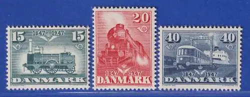 Dänemark 1947 Mi.-Nr. 298-300  100 Jahre Dänische Eisenbahn ** / MNH