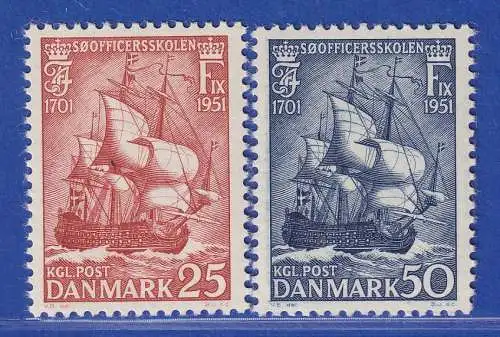 Dänemark 1951 Mi.-Nr. 323-324  250 J. Seeoffizierschule Insel Holmen ** / MNH