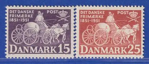 Dänemark 1951 Mi.-Nr. 326-327 100 Jahre Briefmarken  ** / MNH