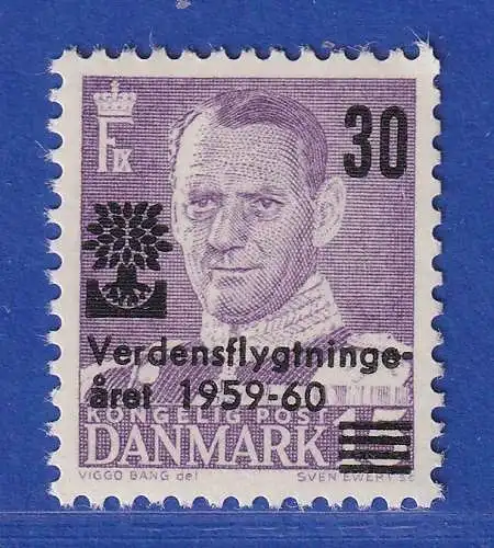 Dänemark 1960 Mi.-Nr. 377  Weltflüchtlingsjahr Freim. mit Aufdruck ** / MNH