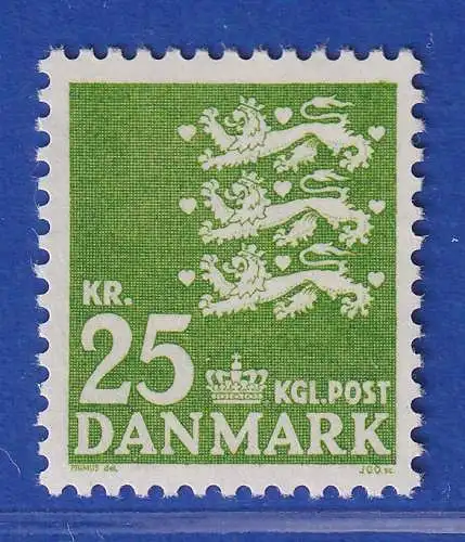 Dänemark 1962 Mi.-Nr. 399x Freimarke: Reichswappen  25 Kr. ** / MNH