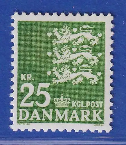 Dänemark 1962 Mi.-Nr. 399y Freimarke: Reichswappen  25 Kr. ** / MNH