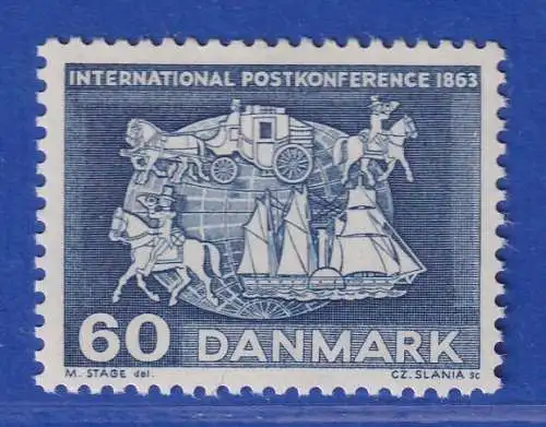 Dänemark 1963 Mi.-Nr.414x 100 Jahre 1. internat. Postkonferenz ** / MNH