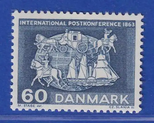 Dänemark 1963 Mi.-Nr.414y 100 Jahre 1. internat. Postkonferenz. ** / MNH