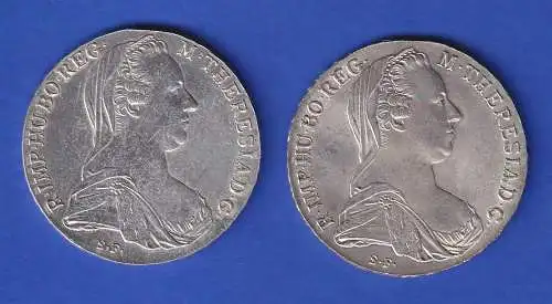 Österreich Maria Theresia-Taler. Lot 2 Stück Masse je 28,06g Ag833.  