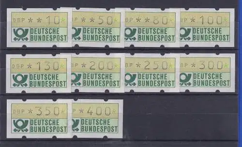 Deutschland ATM Mi.-Nr. 1.1hu Satz 10 Werte 10-400 Pfg. TS7  kpl. ** alle m. Nr.