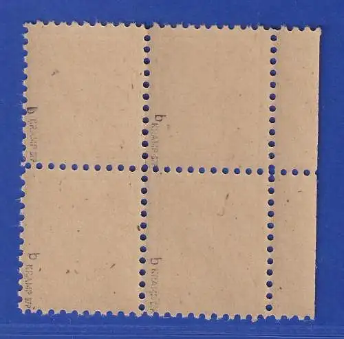 SBZ Mecklenburg-Vorpommern 1945 Mi.-Nr. 18 I b Rand-Viererblock ** gp. KRAMP BPP