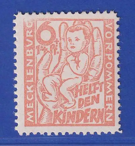 SBZ Mecklenburg-Vorpommern 1945 Kinderhilfe Mi.-Nr. 26b XI ** gpr. KRAMP BPP