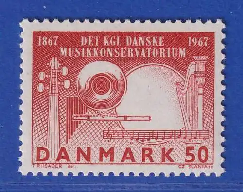 Dänemark 1967 Mi.-Nr.449y  100 Jahre Königl. Dän. Musikkonservatorium  ** / MNH