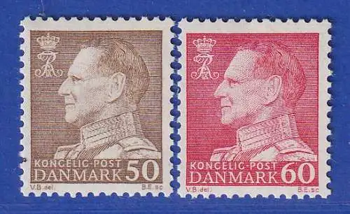 Dänemark 1967 Mi.-Nr.457-458x Freim. Wellenlinien / König Frederik IX ** / MNH