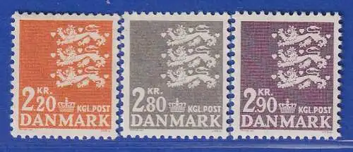 Dänemark 1967 Mi.-Nr.461-463 Freimarken Kleines Reichswappen ** / MNH