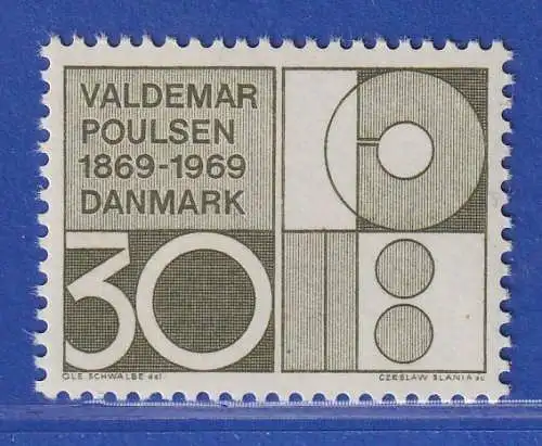 Dänemark 1969 Mi.-Nr.487  100.Geb. Vald. Poulsen Magnetaufzeichnung  ** / MNH