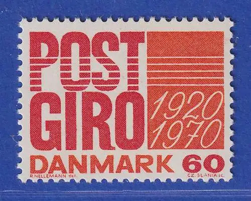 Dänemark 1970 Mi.-Nr.491  50 Jahre Postgirodienst in Dänemark  ** / MNH