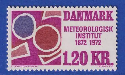 Dänemark 1972 Mi.-Nr.521  100 Jahre meteorologisches Institut  ** / MNH