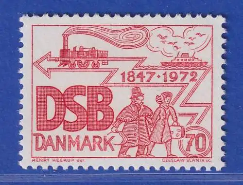 Dänemark 1972 Mi.-Nr.523  125 Jahre dänische Staatsbahnen ** / MNH