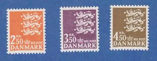 Dänemark 1972 Mi.-Nr.526-528  Freimarken: Kleines Reichswappen ** / MNH