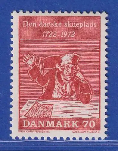 Dänemark 1972 Mi.-Nr.530  250 Jahre dänische Bühnen  / Holberg ** / MNH