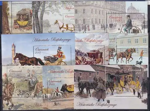 Österreich 2013-2022 Historische Postfahrzeuge Lot 9 Blocks postfrisch **