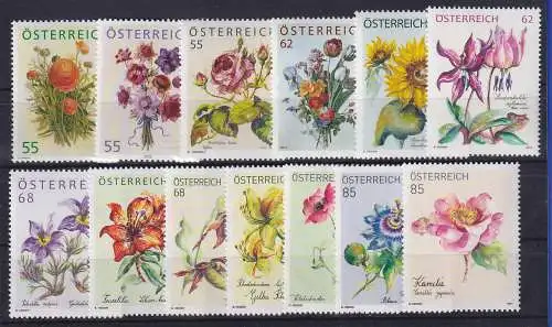 Österreich Treuebonusmarken Blumen 2008-2021 Lot 13 Werte postfrisch **