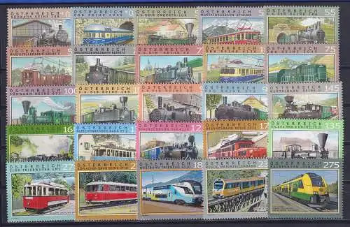 Österreich Eisenbahnen 2003-2022 Lot 25 Werte in gleicher Aufmachung postfr. **