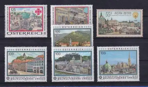 Österreich Statdansichten, Weltkulturerbe 2004-2010 Lot 7 Werte postfrisch **