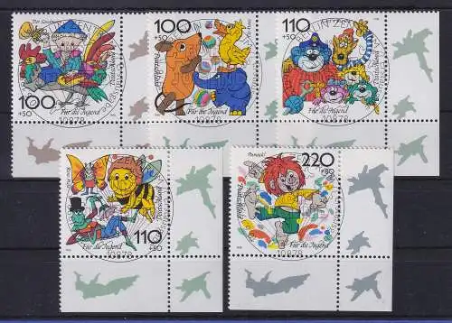 Bund 1998 Zeichentrickfiguren Mi.-Nr. 1990-1994 Eckrandstücke UR mit Ersttags-O